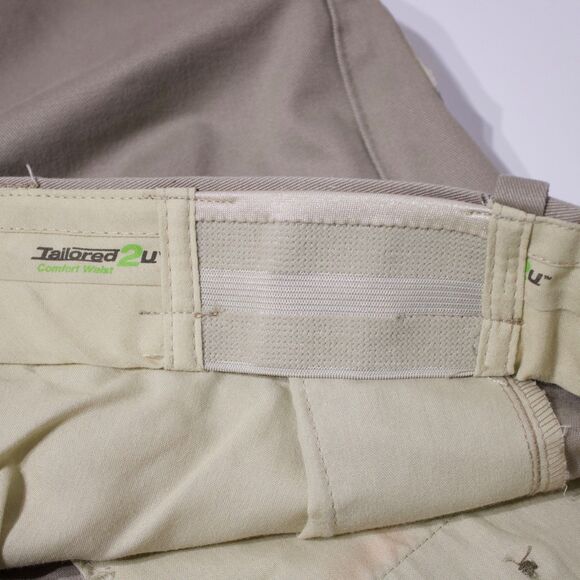 NWT Savane Pleated Performance Chino Elastic Comfort Waist Khaki Beige Men 40x32 - Picture 9 of 10